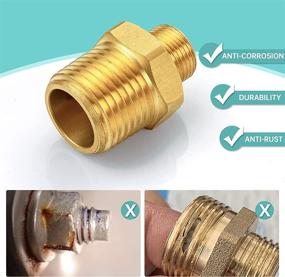 img 3 attached to Vfauosit 1/2 to 3/8 Reducer & 3/8 to 1/2 RV Faucet Adapter - Brass Compression Fitting for Plumbing Water Hose (2 Pieces)