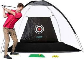 img 2 attached to Balagan Golf Net Set - Extra Large 10ft x 7ft, for Backyard Training, Indoor/Outdoor Use - Includes Golf Mat, Bullseye Target, Practice Balls, Carrying Bag