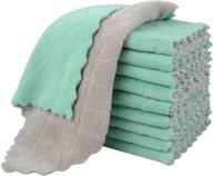 🧽 kinhwa microfiber dish cloths - absorbent kitchen washcloths for dishes - soft dish rags - reusable cleaning cloths - 10 pack - 9.8inchx9.8inch - light gray and green logo