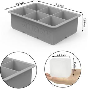 img 3 attached to 🧊 Ouddy Ice Cube Mold: Premium Silicone Trays with Lid for Flexible 6-Cavity Large Ice Cubes - Perfect for Cocktails, Whiskey, Wine, Coffee, Juice - Gray