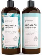 transform and nourish: goodmood moroccan argan oil shampoo and conditioner set - keratin enriched, promotes volume and moisture for frizzy, dry, and damaged hair - 2x16oz logo