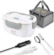 🍱 2 in 1 electric lunch box - eocolz food heater warmer 1.5l with removable stainless steel container - portable for car, office, school, and home use - 110v & 12v 40w - includes spoon and 2 compartments logo