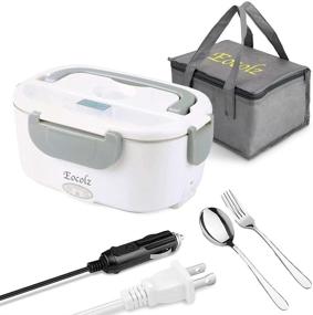 img 4 attached to 🍱 2 in 1 Electric Lunch Box - Eocolz Food Heater Warmer 1.5L with Removable Stainless Steel Container - Portable for Car, Office, School, and Home Use - 110V & 12V 40W - Includes Spoon and 2 Compartments