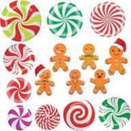 🎄 christmas candy land theme decorations - happy storm peppermint cutouts and gingerbread cutouts (15pcs) for school classroom, cardboard winter bulletin board, and school christmas cutouts logo