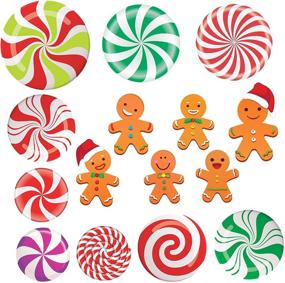 img 4 attached to 🎄 Christmas Candy Land Theme Decorations - Happy Storm Peppermint Cutouts and Gingerbread Cutouts (15PCS) for School Classroom, Cardboard Winter Bulletin Board, and School Christmas Cutouts
