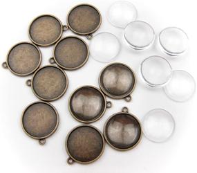 img 4 attached to 💍 Premium DIY Jewelry Making Kit: All in One 10pcs Double Side Cabochon Frame Setting Tray Pendant with 20pcs Clear Glass Dome Tile (20MM)