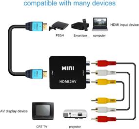 img 1 attached to 🔌 Преобразователь адаптера HDMI в RCA, AIMOS 1080P HDMI в CVBS HDMI в AV-видео с USB-кабелем для зарядки - идеально подходит для ПК, ноутбука, Xbox, PS4, PS3, спутникового телевидения, видеомагнитофона, камеры, DVD и многого другого.