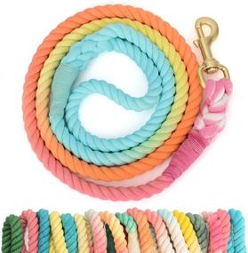 img 4 attached to 🐾 5FT Cotton Ombre Dog Rope Leash with Soft Handle – Heavy Duty Training Lead for Medium Large Dogs – Multicolor Traction Braided Rope for Walking, Running, and Camping – By Samhogrin