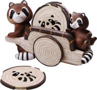 🦝 lumuasky coasters: rustic raccoon holder logo