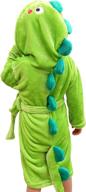 🐘 children's boys plush bathrobe with animal hood: dinosaur, elephant, or monster - cozy fleece sleep robe, ages 3-8 years logo