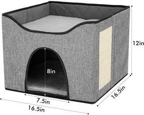 img 3 attached to Teodty Cat House: High-Strength Wood Board with Scratch Pad, 🏠 Odor-Free Soft Fabric – Ideal for Indoor Cats with Double-Sided Use