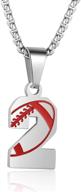 🏈 0-99 rehoboth football rugby jersey pendant necklace with adjustable stainless steel chain - suitable for boys, girls, women, and men - 22+2 inch logo