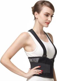 img 4 attached to 🏋️ Neotech Care Back Brace with Suspenders and Shoulder Straps - Lightweight & Breathable - Lumbar Support Belt for Lower Back Pain - Posture Correction, Work, Gym - in Black (Size Large)