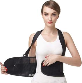 img 1 attached to 🏋️ Neotech Care Back Brace with Suspenders and Shoulder Straps - Lightweight & Breathable - Lumbar Support Belt for Lower Back Pain - Posture Correction, Work, Gym - in Black (Size Large)