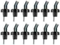 tezzorio's (pack of 12) black spout bottle pourers with collar - premium screened liquor bottle pouring spouts logo