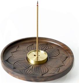 img 4 attached to 🔥 Detachable Brass Incense Burner Holder by SeedWave Wooden - Handmade Lotus Incense Ash Catcher for Home Decor, Yoga, Spa, and Meditation