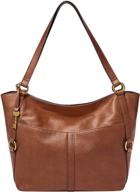 👜 fossil women's leather shopper tote purse handbag - sam logo