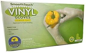 img 1 attached to Sunset 100 Large Size Disposable Vinyl Gloves, Powder-Free, Non-Sterile, Smooth Touch, Food Service Grade [100 Gloves per Box]