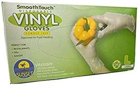 img 2 attached to Sunset 100 Large Size Disposable Vinyl Gloves, Powder-Free, Non-Sterile, Smooth Touch, Food Service Grade [100 Gloves per Box]