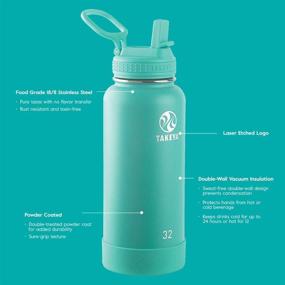 img 2 attached to 💧 Stay Hydrated on-the-go: Takeya Actives Insulated Stainless Steel Water Bottle with Straw Lid, 24 oz, Teal