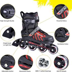 img 3 attached to 🛼 Crazy Loop Adjustable Inline Skates: Versatile Fitness Performance Skates for Kids, Adults, Boys, and Girls - Black-Red Inline Rollers - Patines/Rollers for Men and Women