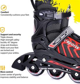 img 2 attached to 🛼 Crazy Loop Adjustable Inline Skates: Versatile Fitness Performance Skates for Kids, Adults, Boys, and Girls - Black-Red Inline Rollers - Patines/Rollers for Men and Women