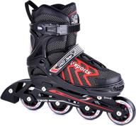 🛼 crazy loop adjustable inline skates: versatile fitness performance skates for kids, adults, boys, and girls - black-red inline rollers - patines/rollers for men and women логотип