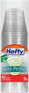 🥤 hefty party perfect clear plastic cups, 9 ounce, 480 total - pack of 12 (40 count) logo