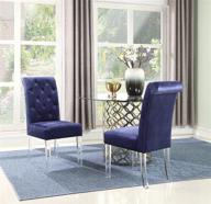 💺 iconic home sharon dining side chair set - tufted velvet, acrylic legs - modern contemporary design, navy (set of 2) logo