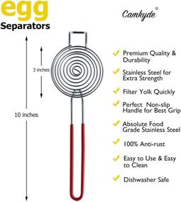 img 3 attached to Food Grade Stainless Steel Egg Yolk White Separator Tool - CAMKYDE Set of 2 (Red)