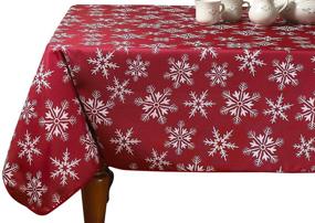 img 3 attached to Enhance Your Dining Experience with the Elegant Violet Linen Decorative Snowflakes Tablecloth