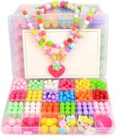 🎨 colorful acrylic beads art crafts toys - diy beads kits for girls children: necklace, bracelet, and jewelry sets with 24 types and shapes - including accessories - 500 beads logo