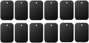 img 3 attached to 📱 12-Pack Magnetic Mount Metal Plates with Full Adhesive for Car Phone Holder - Phone Magnet, Car Mount Magnet - 12X Rectangular (Black)