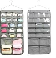 hanging closet underwear sock bra organizer - dual-sided storage solution with 42 clear pockets (grey) by nimes logo