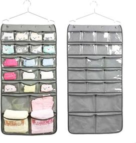 img 4 attached to Hanging Closet Underwear Sock Bra Organizer - Dual-Sided Storage Solution with 42 Clear Pockets (Grey) by NIMES