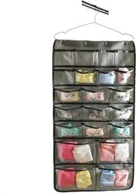 img 2 attached to Hanging Closet Underwear Sock Bra Organizer - Dual-Sided Storage Solution with 42 Clear Pockets (Grey) by NIMES