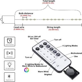 img 2 attached to 🌈 Copper String Lights with Color Change: 32.8ft 100 LED Battery Operated Warm White & Multicolor Twinkle Lights with Remote: Perfect for Craft Christmas Birthday Party Valentine's Day