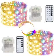 🌈 copper string lights with color change: 32.8ft 100 led battery operated warm white & multicolor twinkle lights with remote: perfect for craft christmas birthday party valentine's day логотип