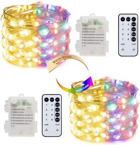 img 4 attached to 🌈 Copper String Lights with Color Change: 32.8ft 100 LED Battery Operated Warm White & Multicolor Twinkle Lights with Remote: Perfect for Craft Christmas Birthday Party Valentine's Day