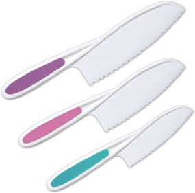 img 4 attached to 🍴 Ragazzacucine Kids Knife Set: Safe & Colorful Nylon Toddler Cooking Knives for Fruits, Salad, Cake - Serrated Edges & Firm Grip (PurpleMulti)