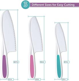 img 3 attached to 🍴 Ragazzacucine Kids Knife Set: Safe & Colorful Nylon Toddler Cooking Knives for Fruits, Salad, Cake - Serrated Edges & Firm Grip (PurpleMulti)