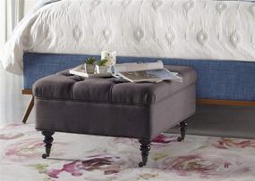 img 3 attached to 🪑 Serta Abbot Square Tufted Ottoman: Storage Space, Casters, Compact Size, Hinged Lid - Charcoal Gray