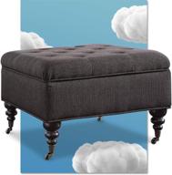 🪑 serta abbot square tufted ottoman: storage space, casters, compact size, hinged lid - charcoal gray logo