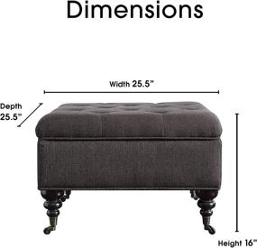 img 2 attached to 🪑 Serta Abbot Square Tufted Ottoman: Storage Space, Casters, Compact Size, Hinged Lid - Charcoal Gray