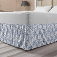 🌸 enhance your bedroom with ambesonne anemone flower elastic bed skirt - delicate victorian design, blue floral pattern, and wrap around fabric - queen size, night blue logo