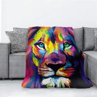 🦁 aibileen colorful lion flannel blanket: cozy and lightweight microfiber throw for kids - 50x40 inch all-season decorative extra soft blanket for couch, sofa, and bed logo