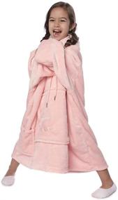 img 4 attached to Reluxie Oversized Pink Blanket Hoodie for Kids - Microfiber Wearable Blanket for Girls and Boys, Teens - Hooded Kids Sweatshirt, One Size Fits All - The Ultimate Gift