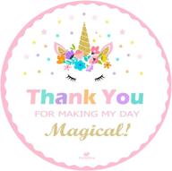 🦄 gold glitter magical unicorn stickers - party favors for kids - thank you unicorn sticker - by partynow логотип