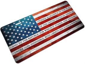 img 3 attached to Amcove Patriotic License Plate American Flag Pledge Of Allegiance Auto Tag For Car