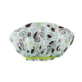 img 4 attached to 🚿 Frosted PEVA Reusable Vinyl Shower Cap: Waterproof & Stretchy Hair Cap for All Hair Lengths - Hipster Hippie Chick for Women